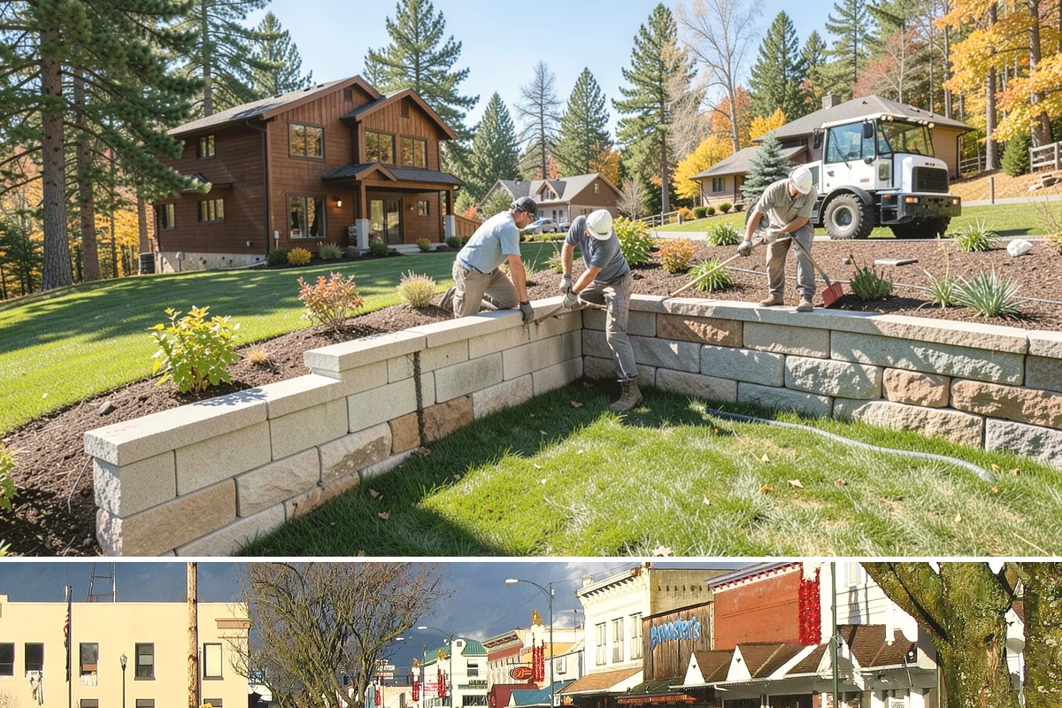 Natural Stone Retaining Wall in Arlington, Snohomish County, WA - Best built in the drier spring and summer months when stone setting and mortar-free fitting go smoothly across the Puget Sound...