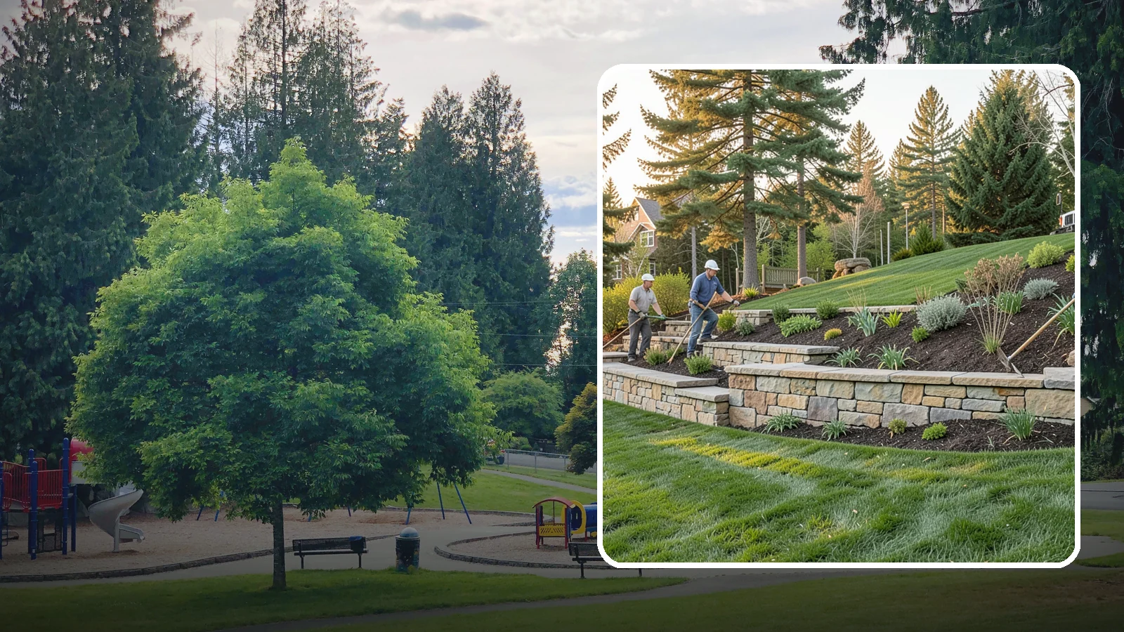 Natural Stone Retaining Wall in Bonney Lake, Pierce County, WA - A timeless hand-built wall of quarried natural stone that adds premium character while holding back slopes in Pacific Northwest...