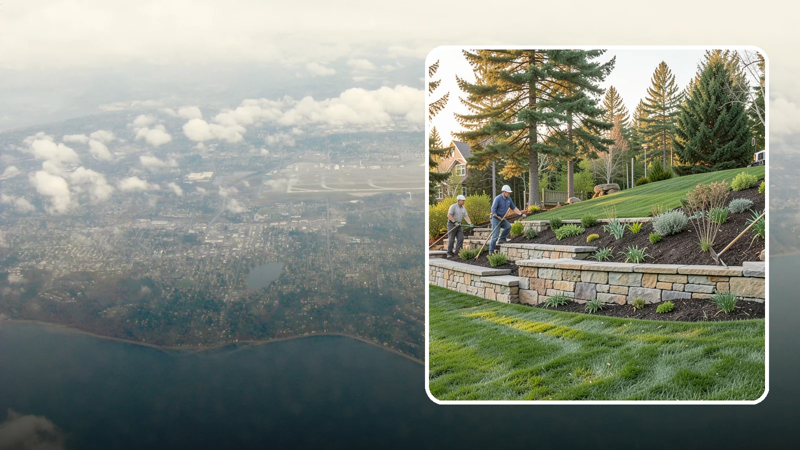 Natural Stone Retaining Wall in Burien, King County, WA - A timeless hand-built wall of quarried natural stone that adds premium character while holding back slopes in Pacific Northwest...
