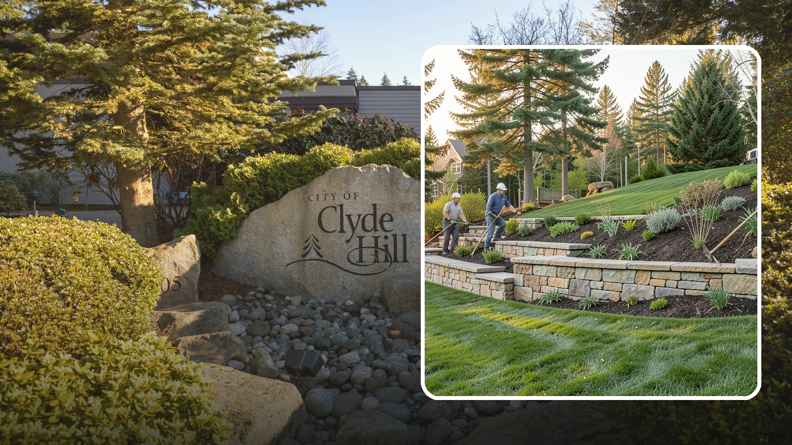 Natural Stone Retaining Wall in Clyde Hill, King County, WA - A timeless hand-built wall of quarried natural stone that adds premium character while holding back slopes in Pacific Northwest...