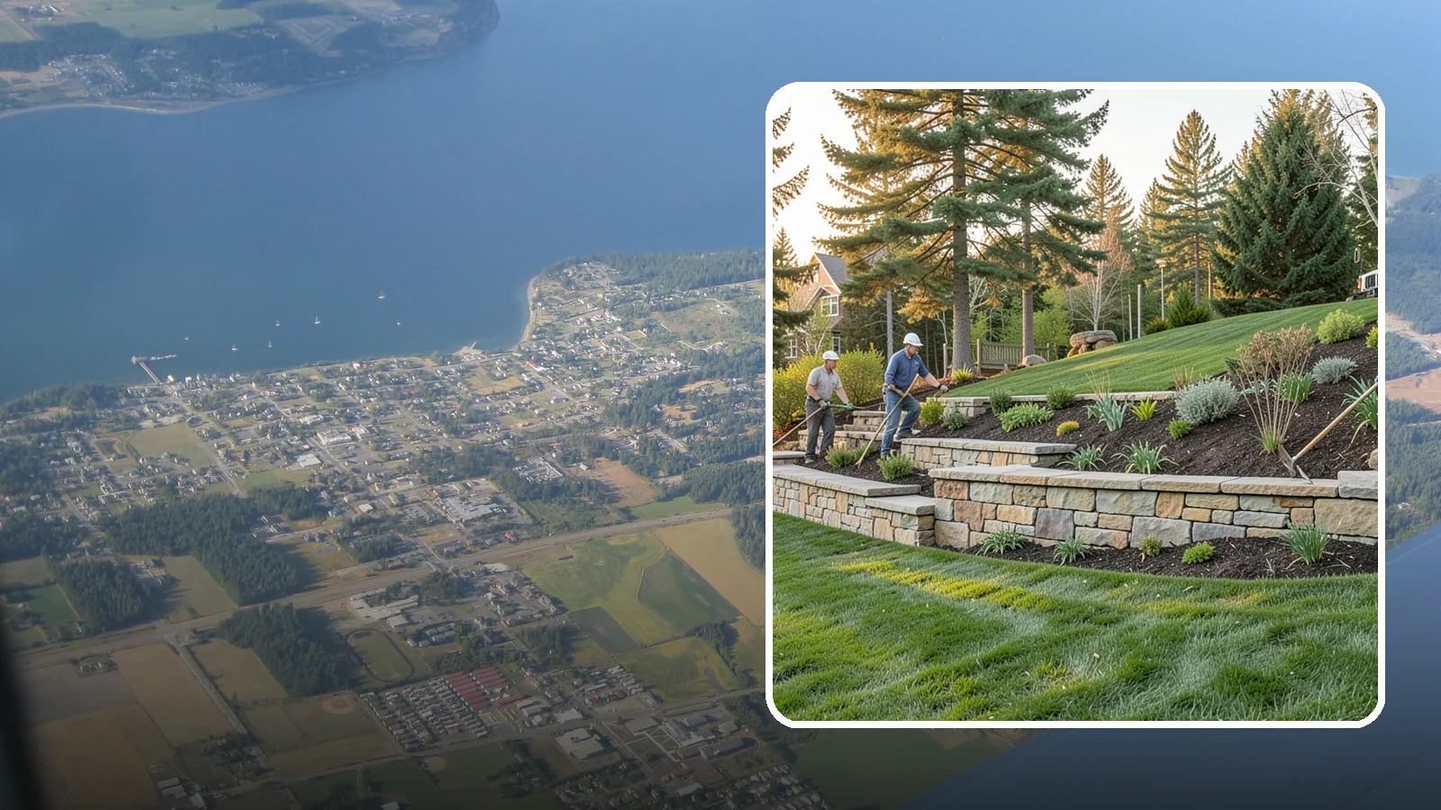 Natural Stone Retaining Wall in Coupeville, Island County, WA - A timeless hand-built wall of quarried natural stone that adds premium character while holding back slopes in Pacific Northwest...