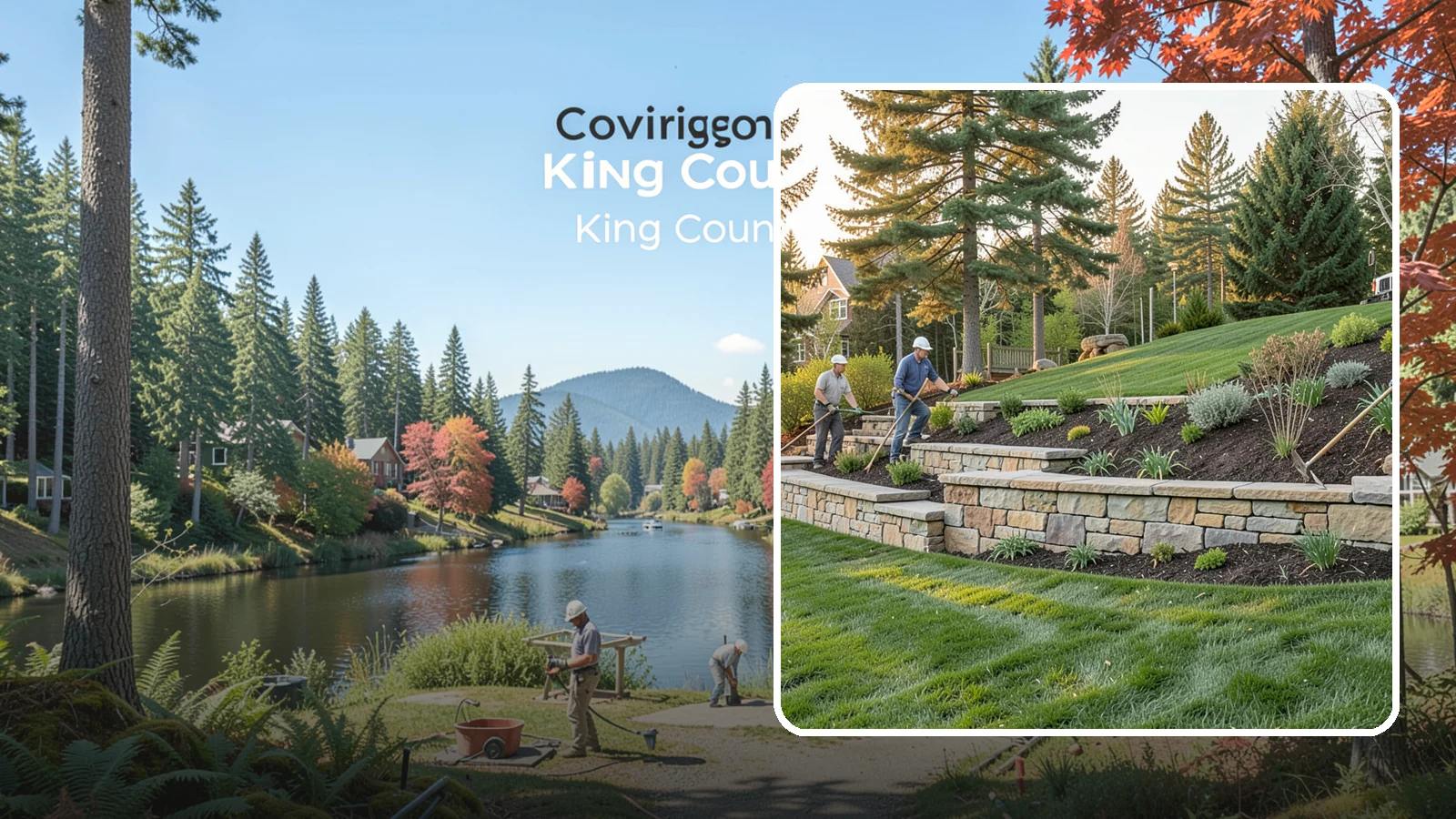 Natural Stone Retaining Wall in Covington, King County, WA - A timeless hand-built wall of quarried natural stone that adds premium character while holding back slopes in Pacific Northwest...