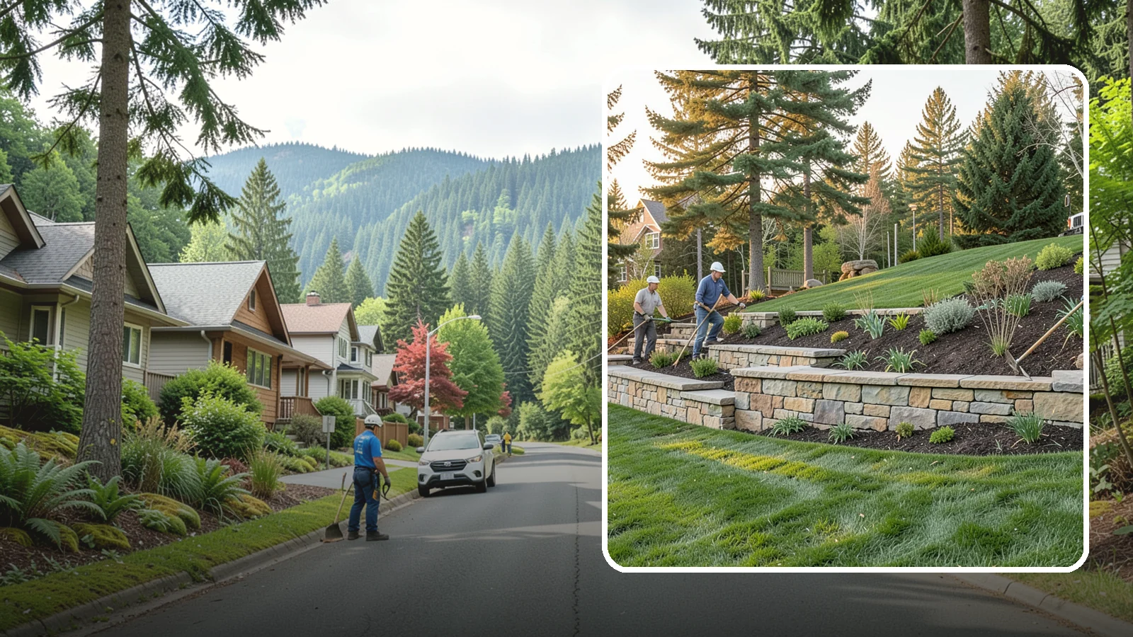 Natural Stone Retaining Wall in Darrington, Snohomish County, WA - A timeless hand-built wall of quarried natural stone that adds premium character while holding back slopes in Pacific Northwest...