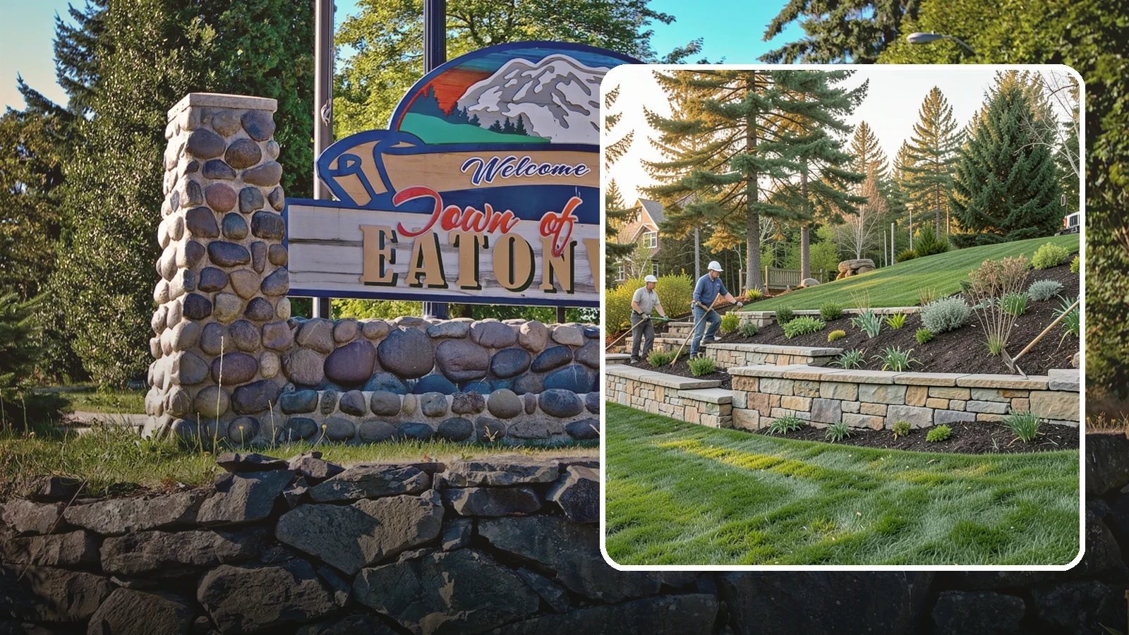 Natural Stone Retaining Wall in Eatonville, Pierce County, WA - A timeless hand-built wall of quarried natural stone that adds premium character while holding back slopes in Pacific Northwest...