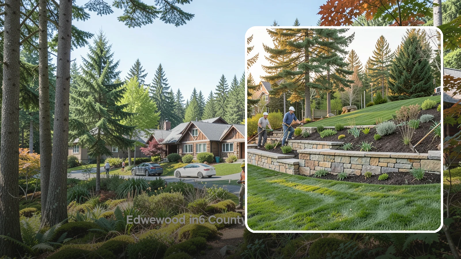 Natural Stone Retaining Wall in Edgewood, Pierce County, WA - A timeless hand-built wall of quarried natural stone that adds premium character while holding back slopes in Pacific Northwest...