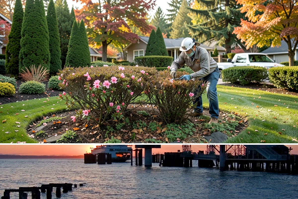 Natural Stone Retaining Wall in Edmonds, Snohomish County, WA - Best built in the drier spring and summer months when stone setting and mortar-free fitting go smoothly across the Puget Sound...