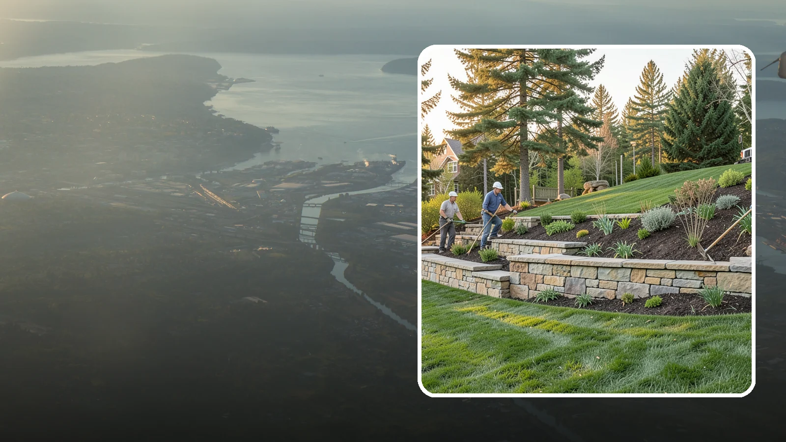 Natural Stone Retaining Wall in Fife, Pierce County, WA - A timeless hand-built wall of quarried natural stone that adds premium character while holding back slopes in Pacific Northwest...