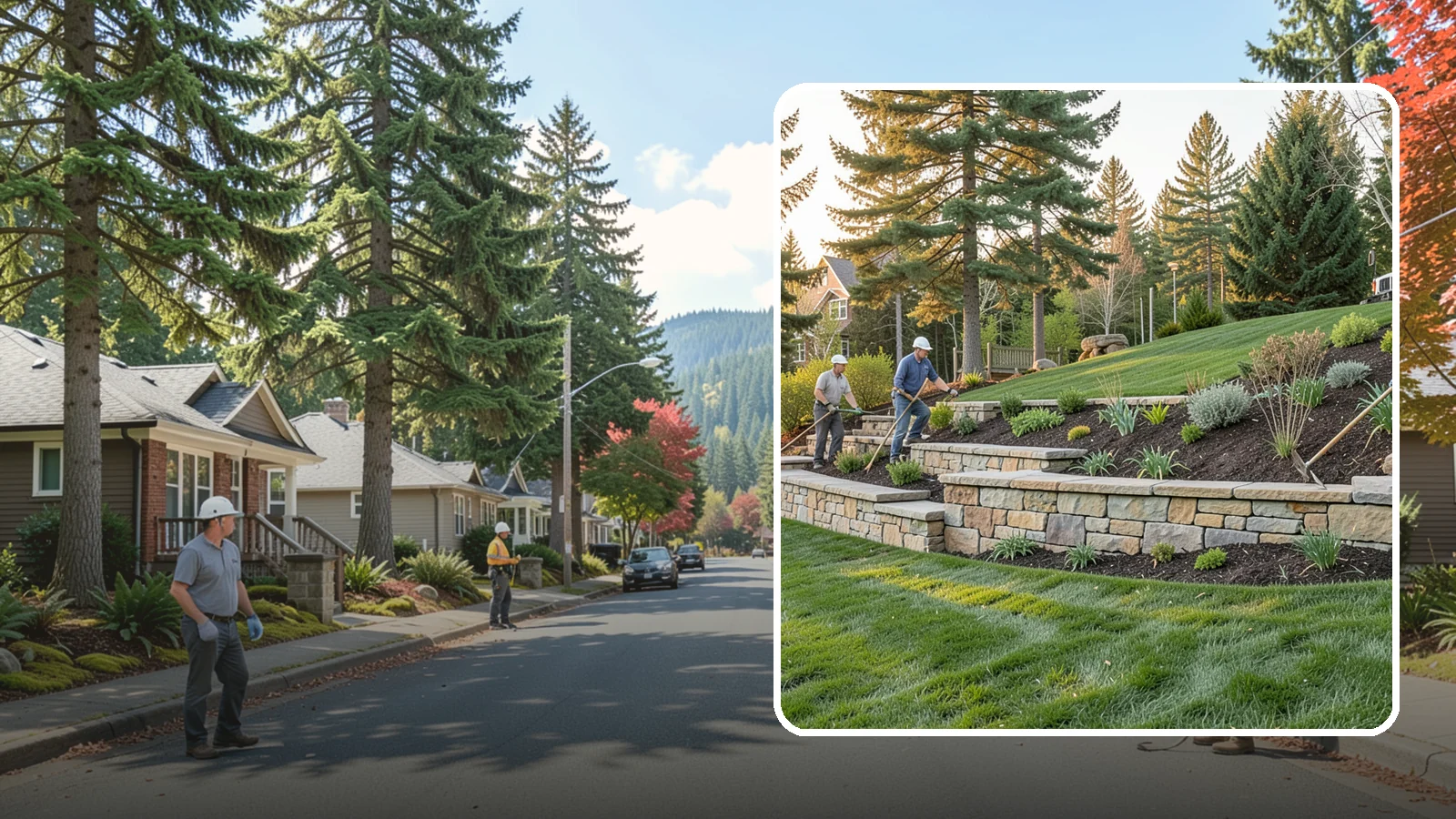 Natural Stone Retaining Wall in Hunts Point, King County, WA - A timeless hand-built wall of quarried natural stone that adds premium character while holding back slopes in Pacific Northwest...