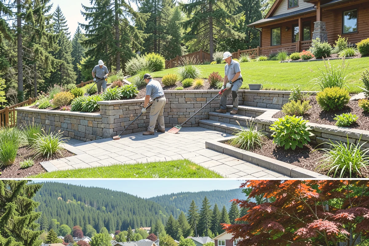 Natural Stone Retaining Wall in Index, Snohomish County, WA - Best built in the drier spring and summer months when stone setting and mortar-free fitting go smoothly across the Puget Sound...