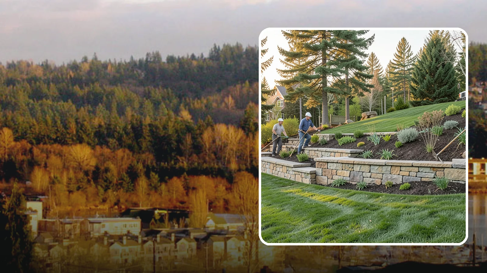 Natural Stone Retaining Wall in Kenmore, King County, WA - A timeless hand-built wall of quarried natural stone that adds premium character while holding back slopes in Pacific Northwest...