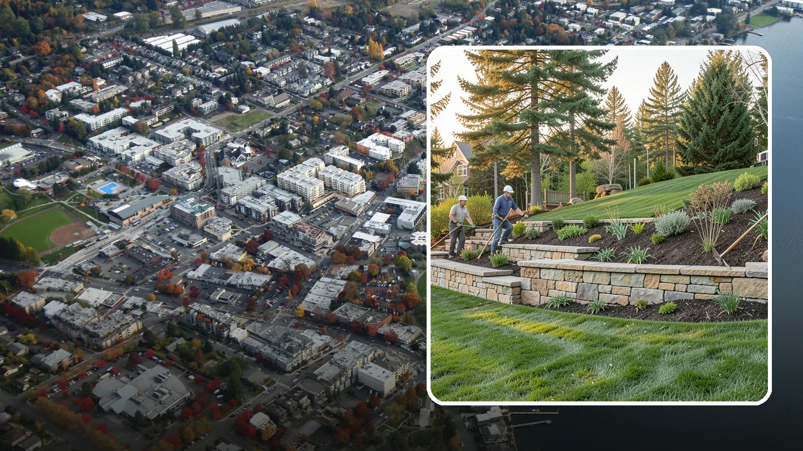 Natural Stone Retaining Wall in Kirkland, King County, WA - A timeless hand-built wall of quarried natural stone that adds premium character while holding back slopes in Pacific Northwest...