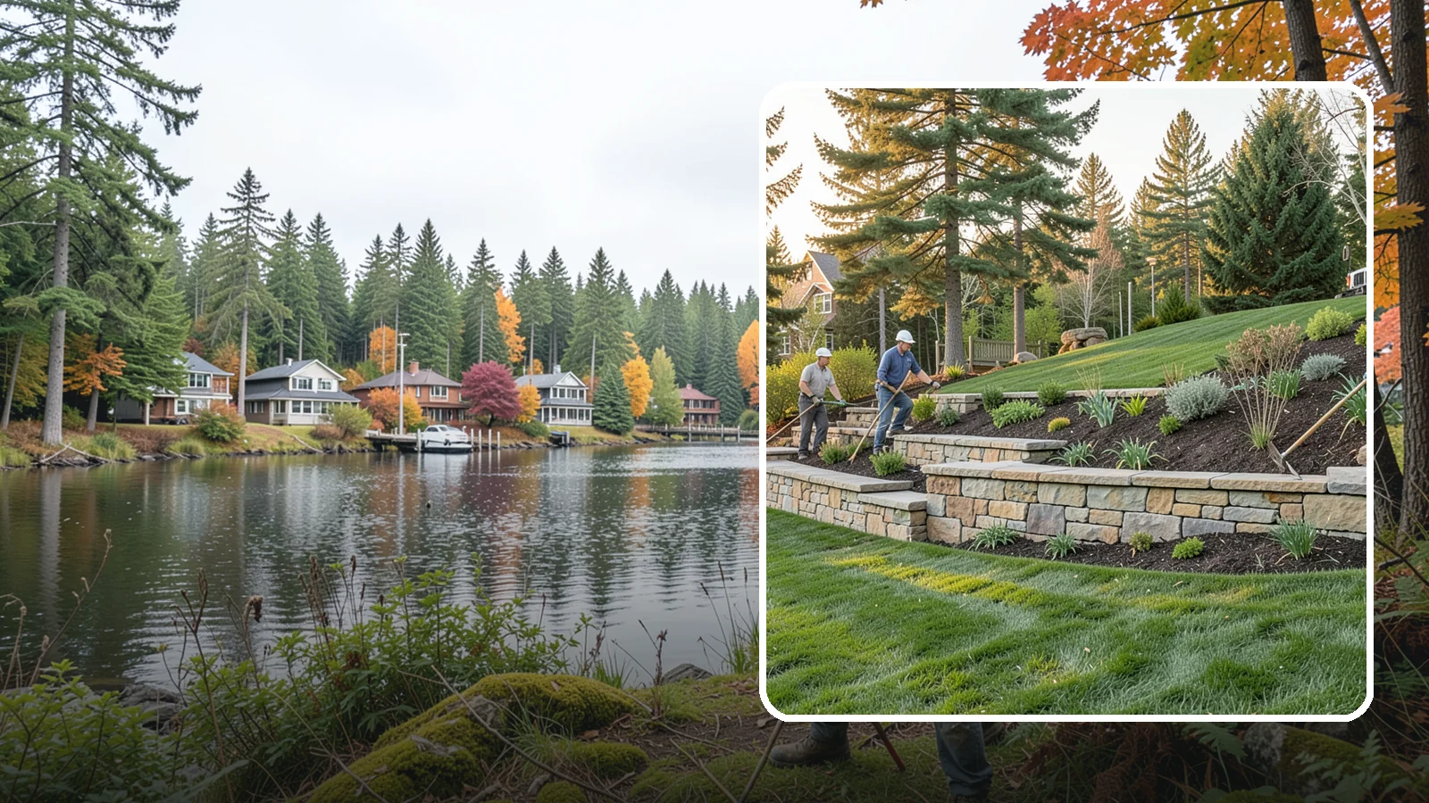 Natural Stone Retaining Wall in La Conner, Skagit County, WA - A timeless hand-built wall of quarried natural stone that adds premium character while holding back slopes in Pacific Northwest...