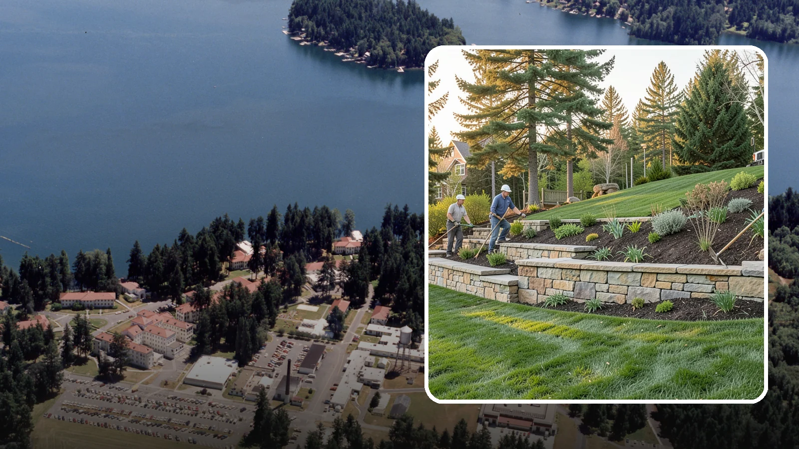 Natural Stone Retaining Wall in Lakewood, Pierce County, WA - A timeless hand-built wall of quarried natural stone that adds premium character while holding back slopes in Pacific Northwest...