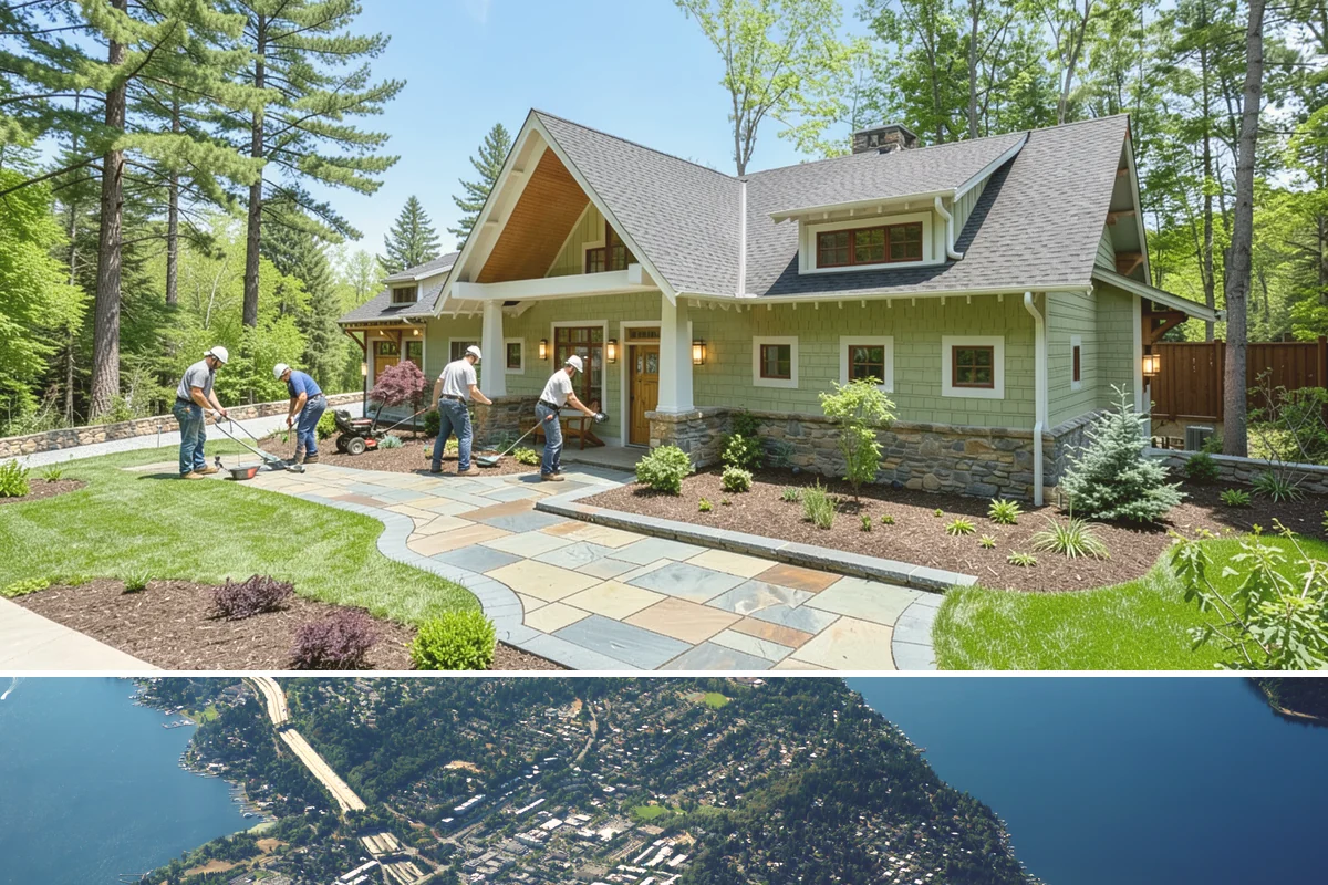 Natural Stone Retaining Wall in Mercer Island, King County, WA - Best built in the drier spring and summer months when stone setting and mortar-free fitting go smoothly across the Puget Sound...