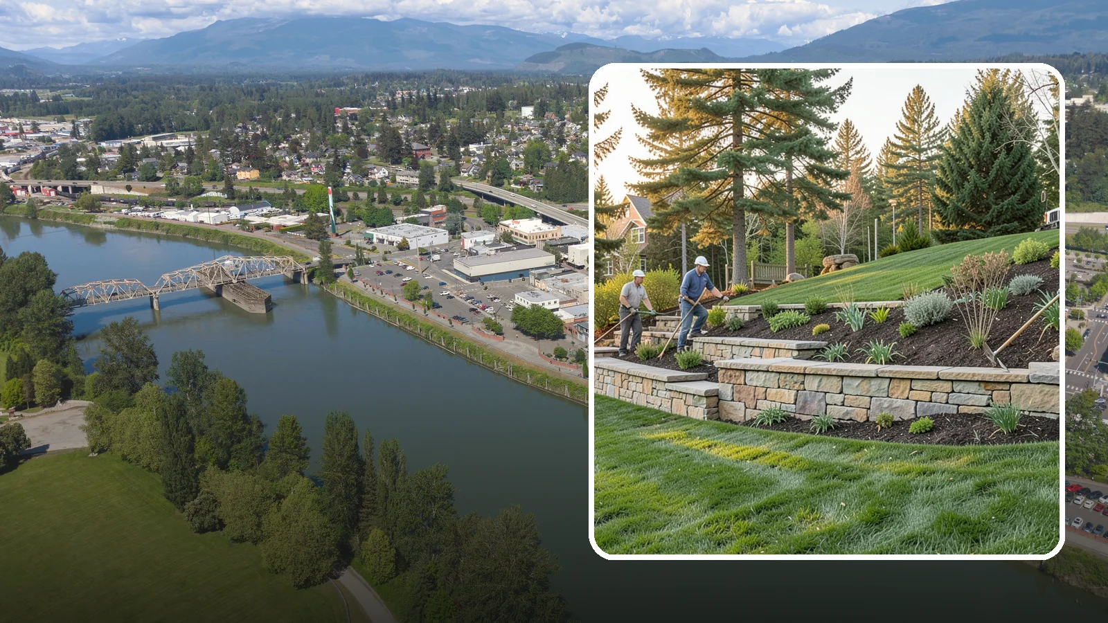 Natural Stone Retaining Wall in Mount Vernon, Skagit County, WA - A timeless hand-built wall of quarried natural stone that adds premium character while holding back slopes in Pacific Northwest...