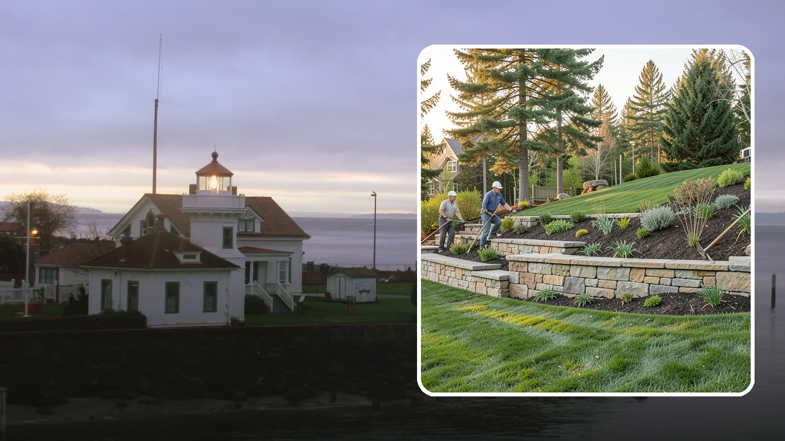Natural Stone Retaining Wall in Mukilteo, Snohomish County, WA - A timeless hand-built wall of quarried natural stone that adds premium character while holding back slopes in Pacific Northwest...