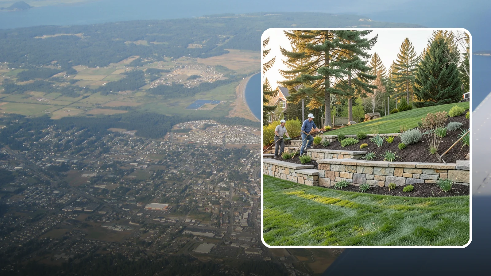Natural Stone Retaining Wall in Oak Harbor, Island County, WA - A timeless hand-built wall of quarried natural stone that adds premium character while holding back slopes in Pacific Northwest...