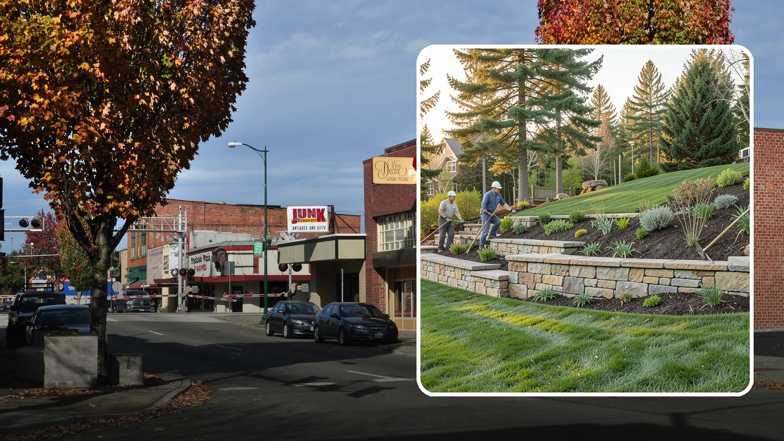 Natural Stone Retaining Wall in Puyallup, Pierce County, WA - A timeless hand-built wall of quarried natural stone that adds premium character while holding back slopes in Pacific Northwest...