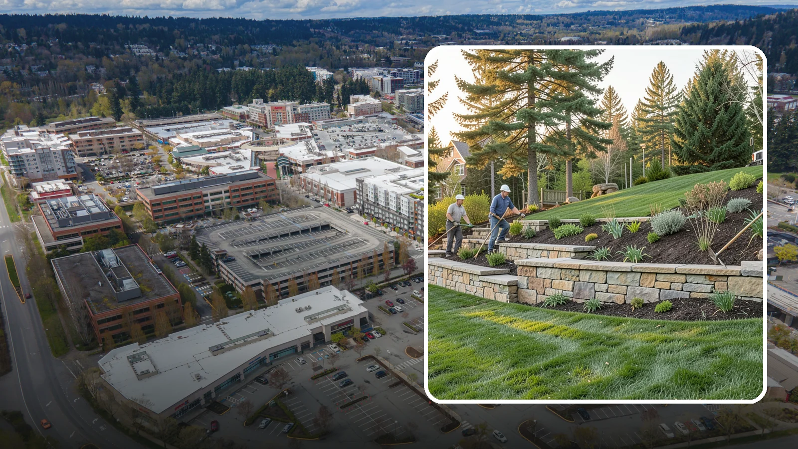 Natural Stone Retaining Wall in Redmond, King County, WA - A timeless hand-built wall of quarried natural stone that adds premium character while holding back slopes in Pacific Northwest...