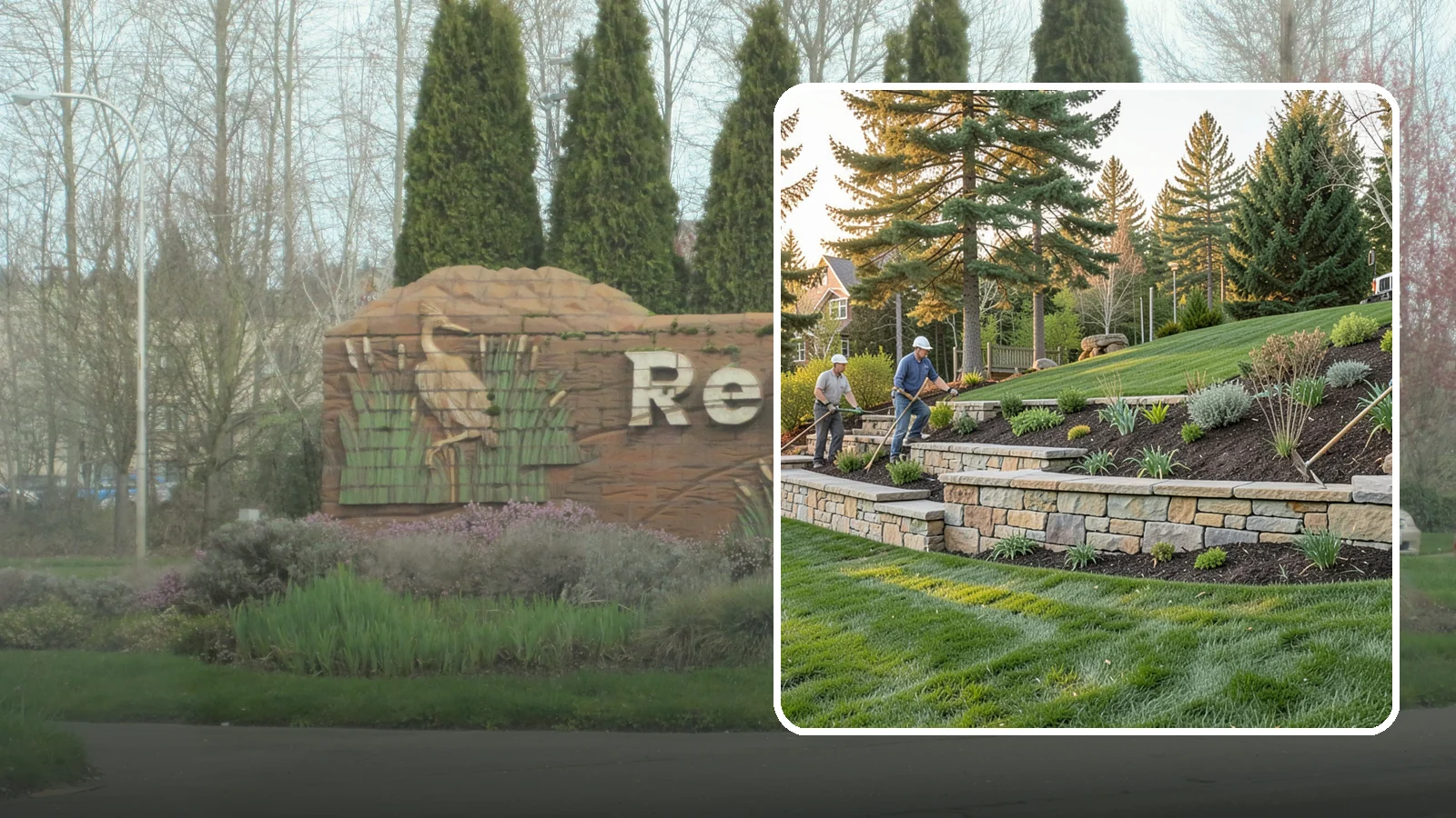 Natural Stone Retaining Wall in Renton, King County, WA - A timeless hand-built wall of quarried natural stone that adds premium character while holding back slopes in Pacific Northwest...