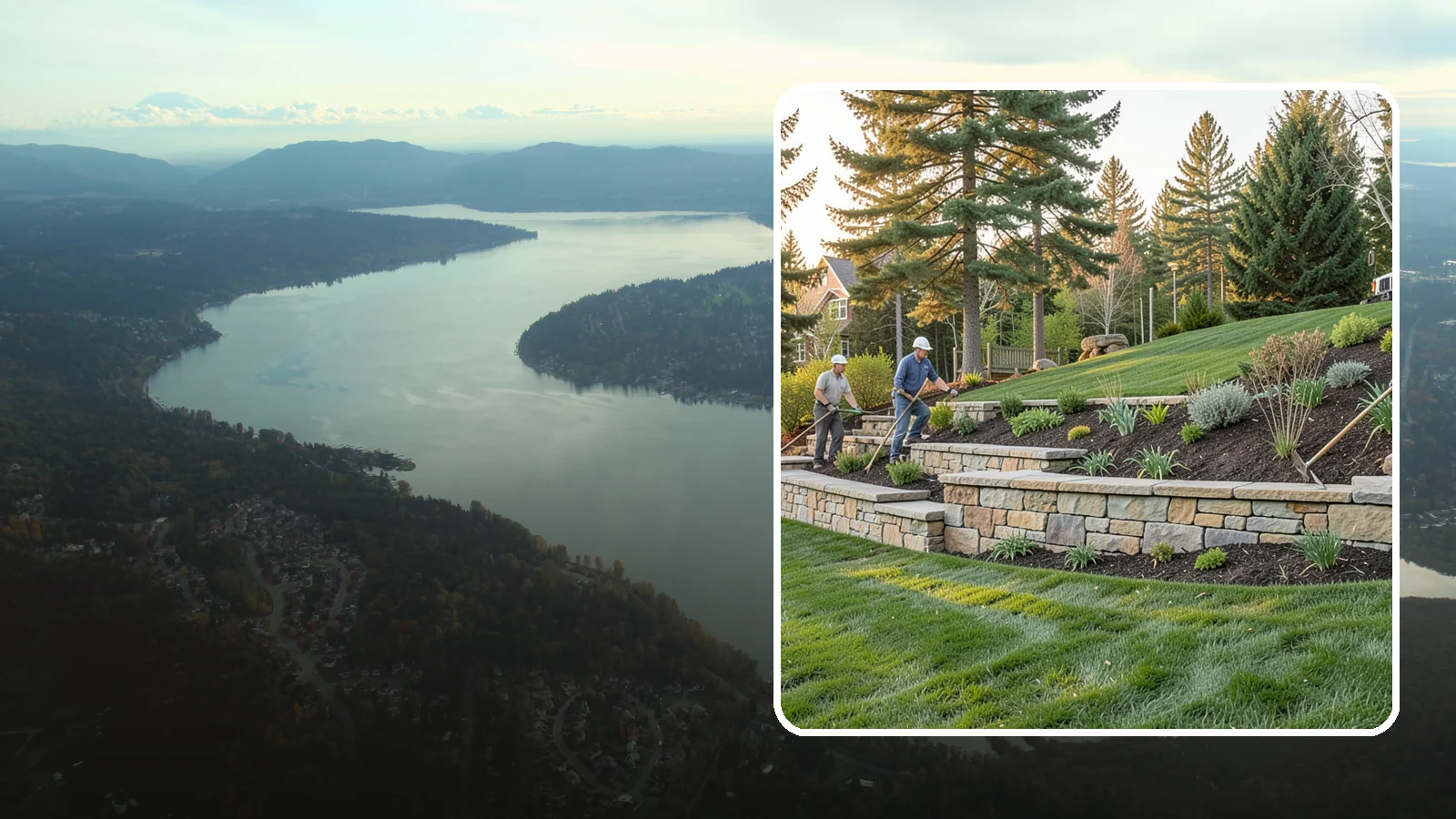 Natural Stone Retaining Wall in Sammamish, King County, WA - A timeless hand-built wall of quarried natural stone that adds premium character while holding back slopes in Pacific Northwest...