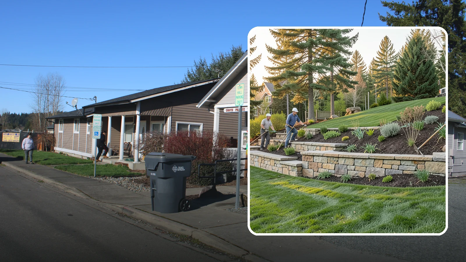 Natural Stone Retaining Wall in South Prairie, Pierce County, WA - A timeless hand-built wall of quarried natural stone that adds premium character while holding back slopes in Pacific Northwest...
