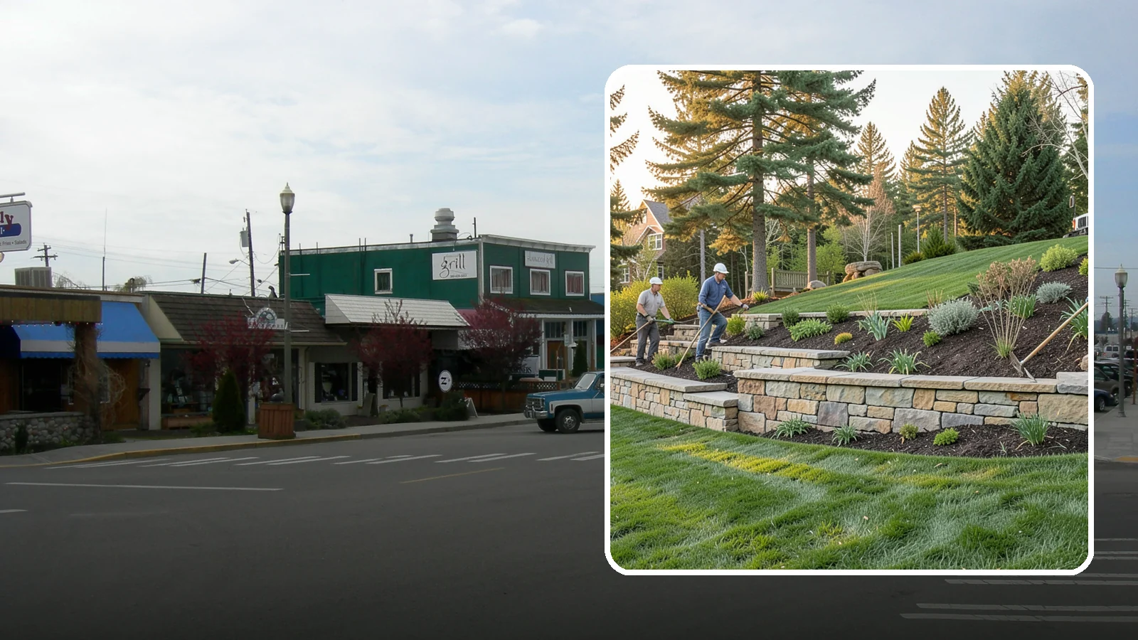 Natural Stone Retaining Wall in Stanwood, Snohomish County, WA - A timeless hand-built wall of quarried natural stone that adds premium character while holding back slopes in Pacific Northwest...