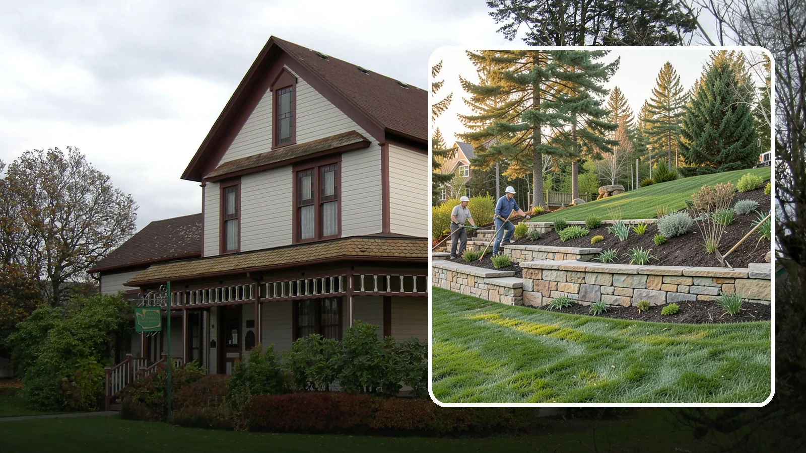 Natural Stone Retaining Wall in Sumner, Pierce County, WA - A timeless hand-built wall of quarried natural stone that adds premium character while holding back slopes in Pacific Northwest...