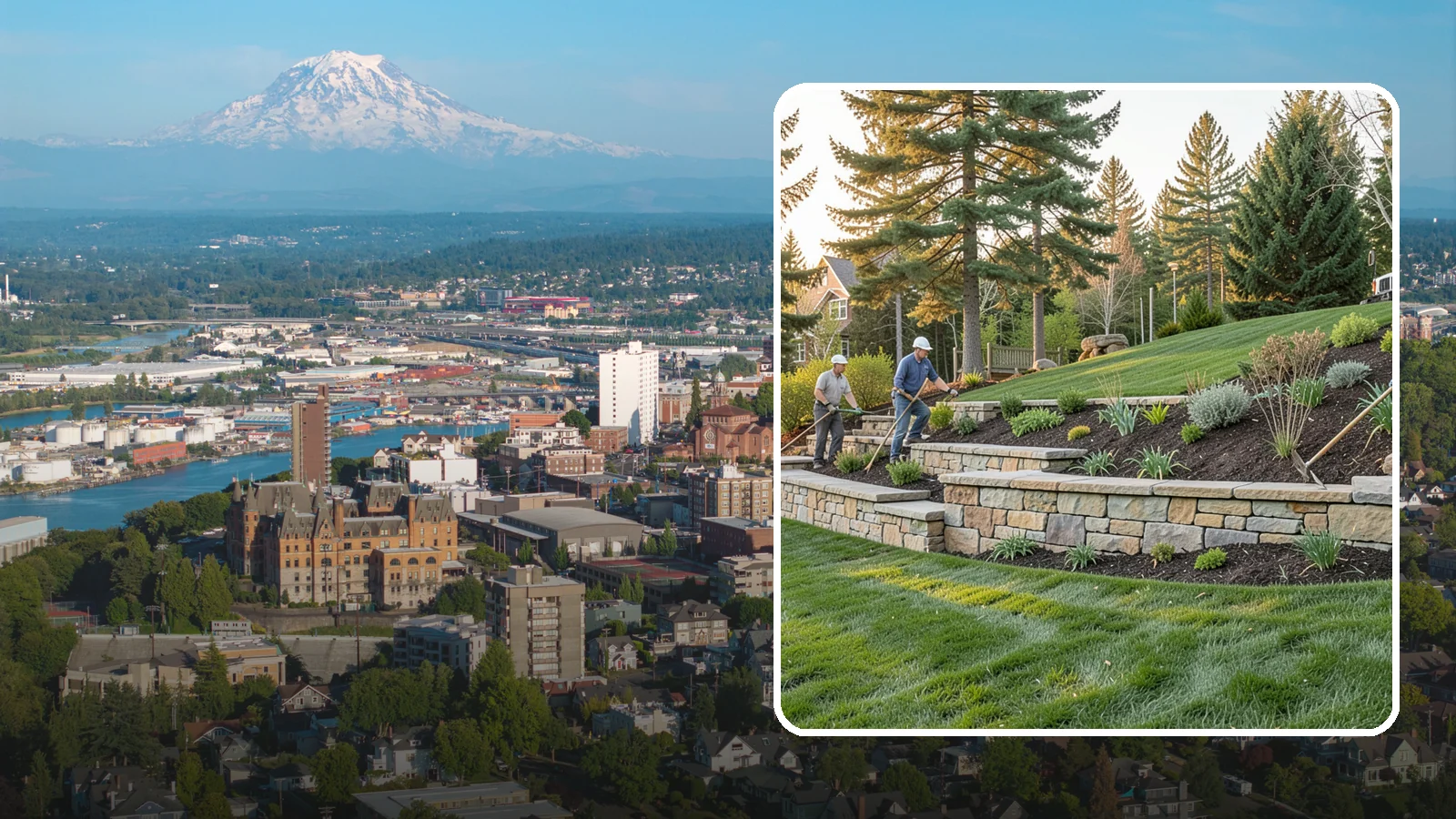 Natural Stone Retaining Wall in Tacoma, Pierce County, WA - A timeless hand-built wall of quarried natural stone that adds premium character while holding back slopes in Pacific Northwest...