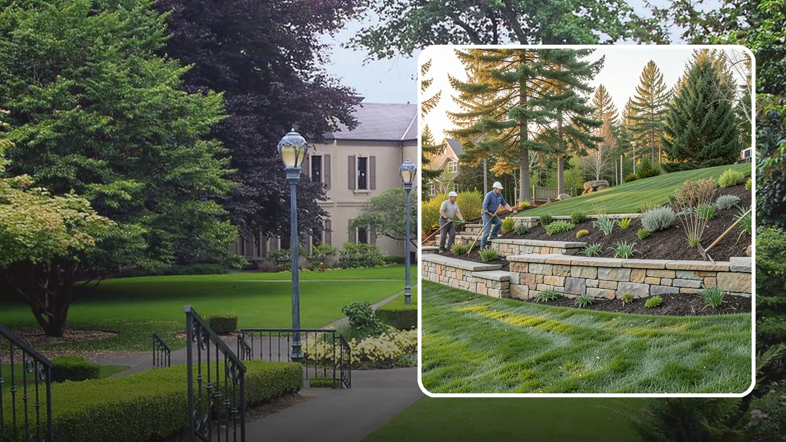 Natural Stone Retaining Wall in Woodinville, King County, WA - A timeless hand-built wall of quarried natural stone that adds premium character while holding back slopes in Pacific Northwest...