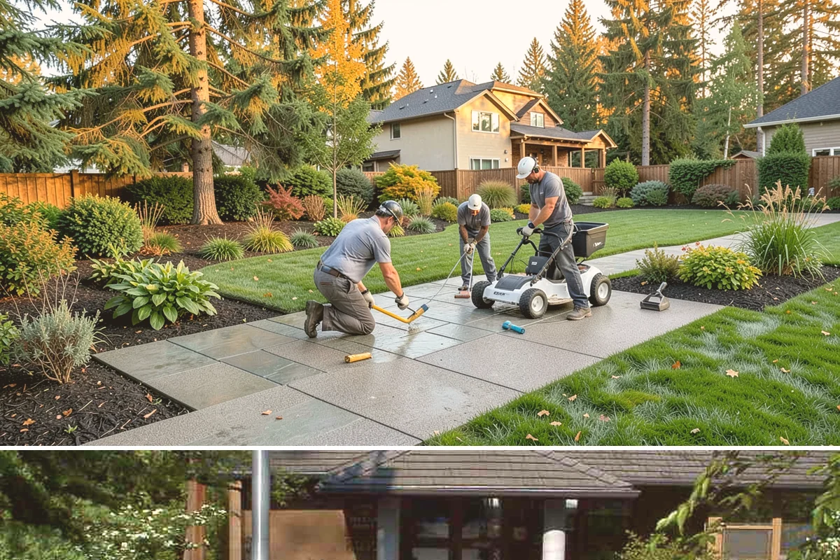 Natural Stone Retaining Wall in Yarrow Point, King County, WA - Best built in the drier spring and summer months when stone setting and mortar-free fitting go smoothly across the Puget Sound...