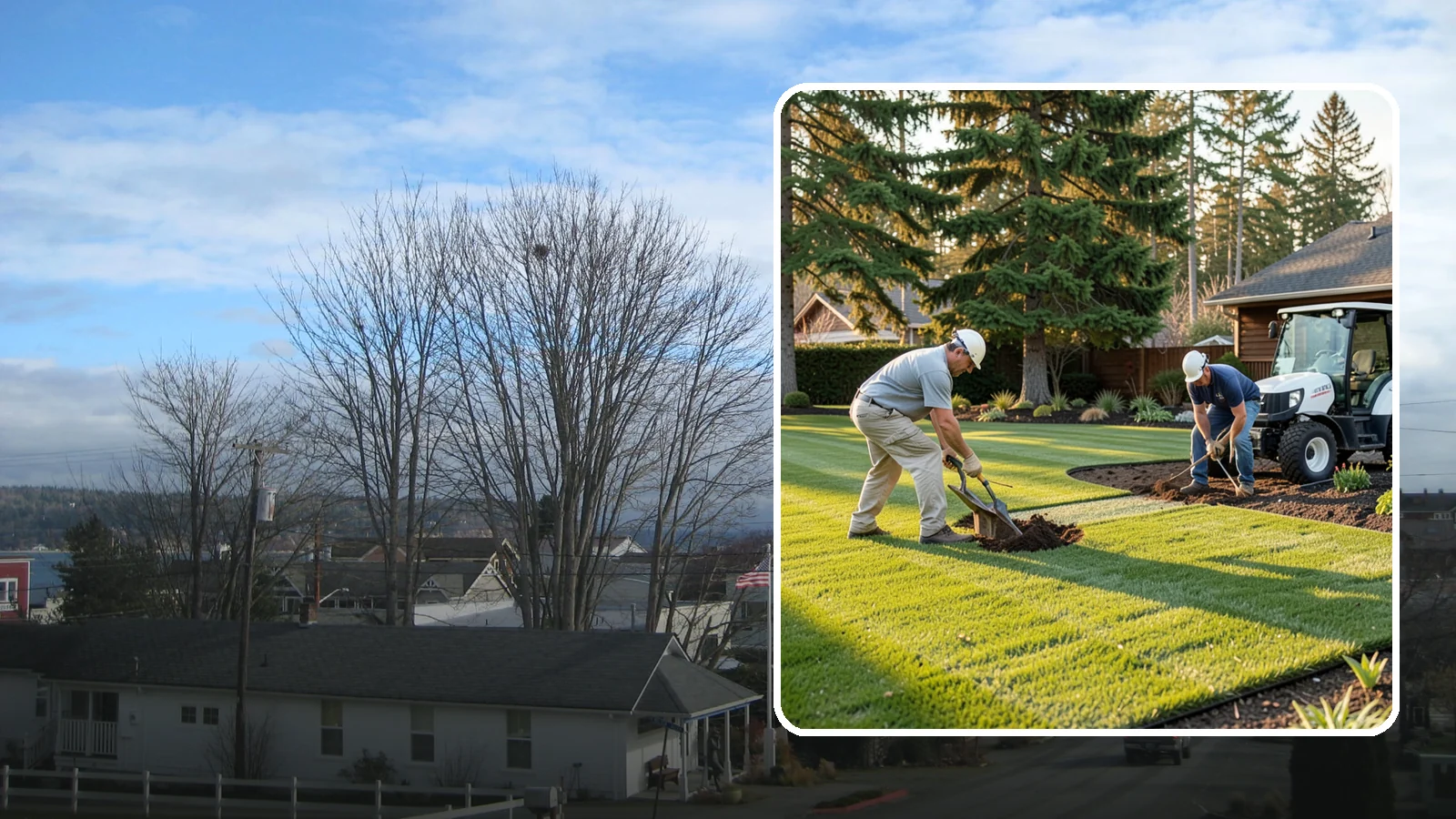 New Lawn Installation in Langley, Island County, WA - We build a brand-new lawn from bare ground, engineering the soil and grade for lasting health in the Northwest climate.