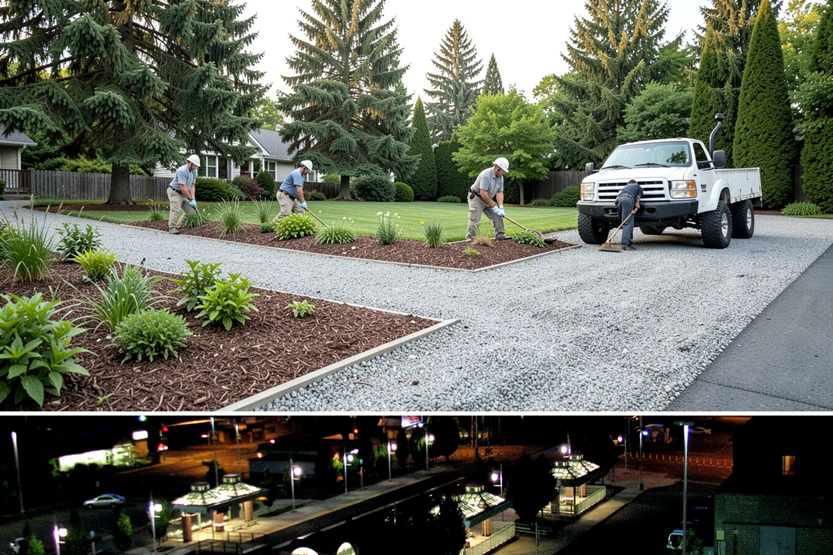Office Landscape Maintenance in Auburn, King County, WA - Serviced year-round on a recurring contract, with active growing-season care and winter focus on leaf cleanup, moss, and safe...