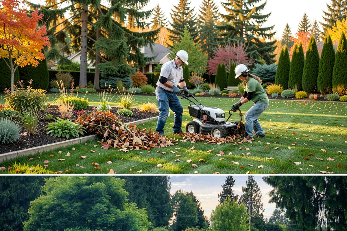 Office Landscape Maintenance in Bonney Lake, Pierce County, WA - Serviced year-round on a recurring contract, with active growing-season care and winter focus on leaf cleanup, moss, and safe...