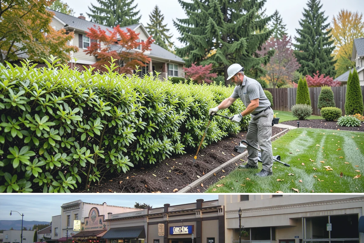Office Landscape Maintenance in Burlington, Skagit County, WA - Serviced year-round on a recurring contract, with active growing-season care and winter focus on leaf cleanup, moss, and safe...