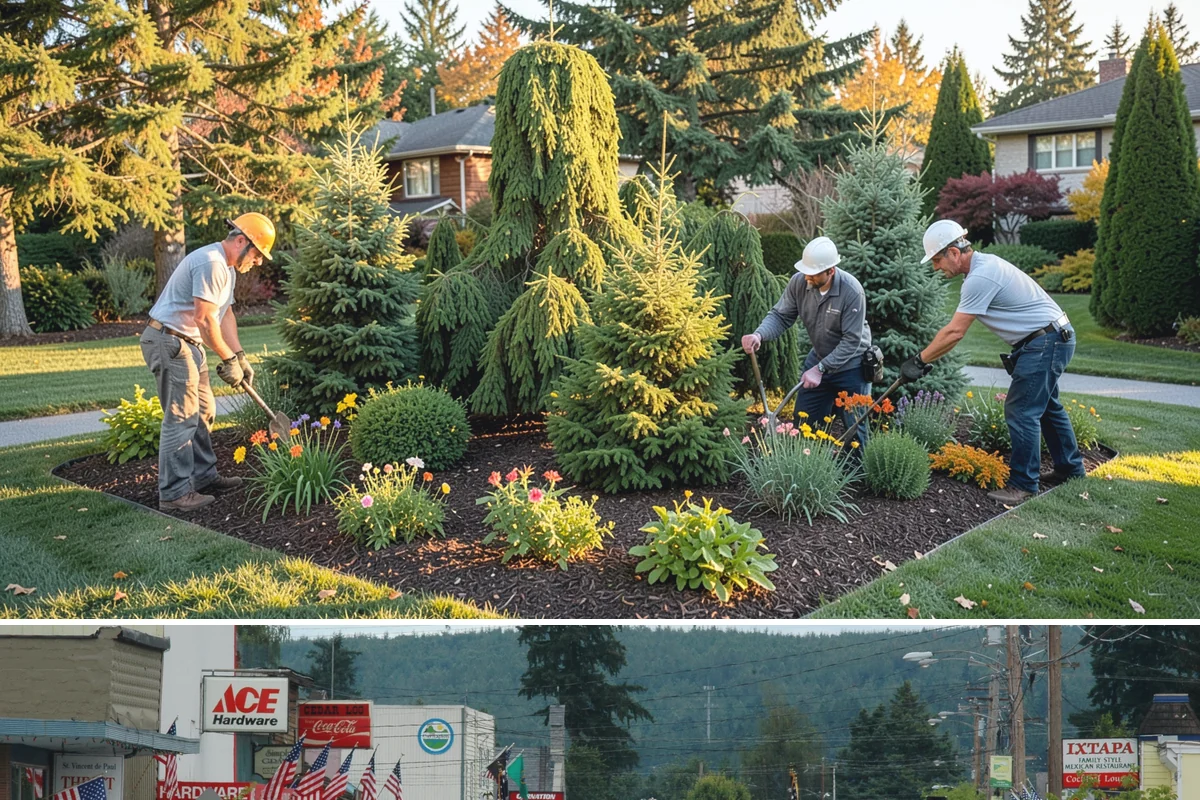 Office Landscape Maintenance in Carnation, King County, WA - Serviced year-round on a recurring contract, with active growing-season care and winter focus on leaf cleanup, moss, and safe...