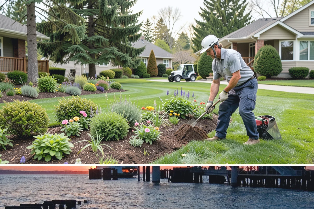 Office Landscape Maintenance in Edmonds, Snohomish County, WA - Serviced year-round on a recurring contract, with active growing-season care and winter focus on leaf cleanup, moss, and safe...