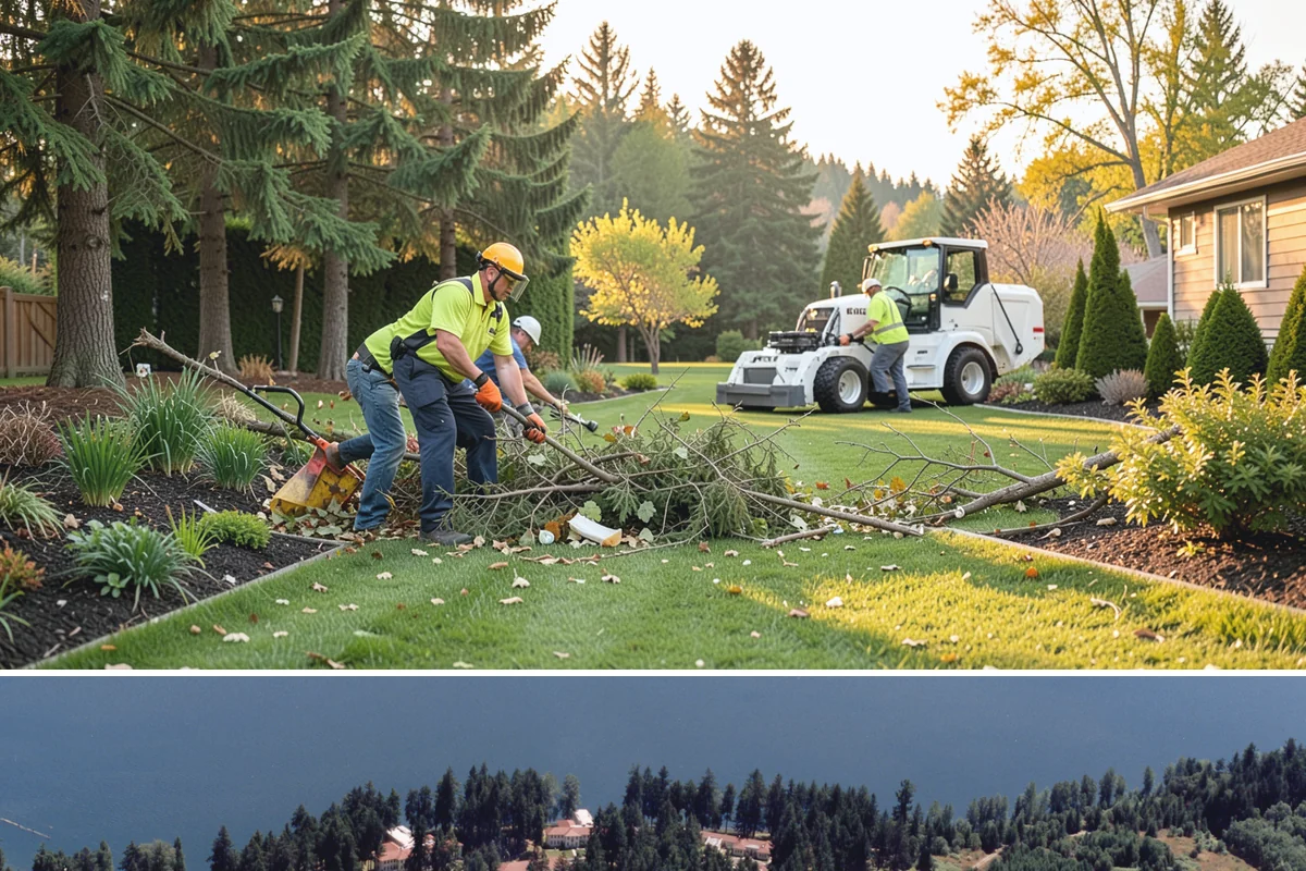 Office Landscape Maintenance in Lakewood, Pierce County, WA - Serviced year-round on a recurring contract, with active growing-season care and winter focus on leaf cleanup, moss, and safe...