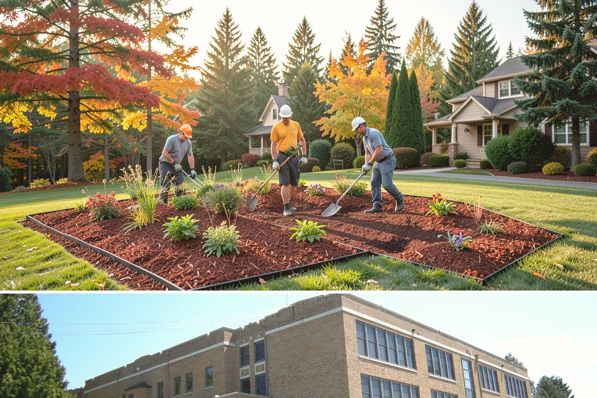 Office Landscape Maintenance in Maple Valley, King County, WA - Serviced year-round on a recurring contract, with active growing-season care and winter focus on leaf cleanup, moss, and safe...