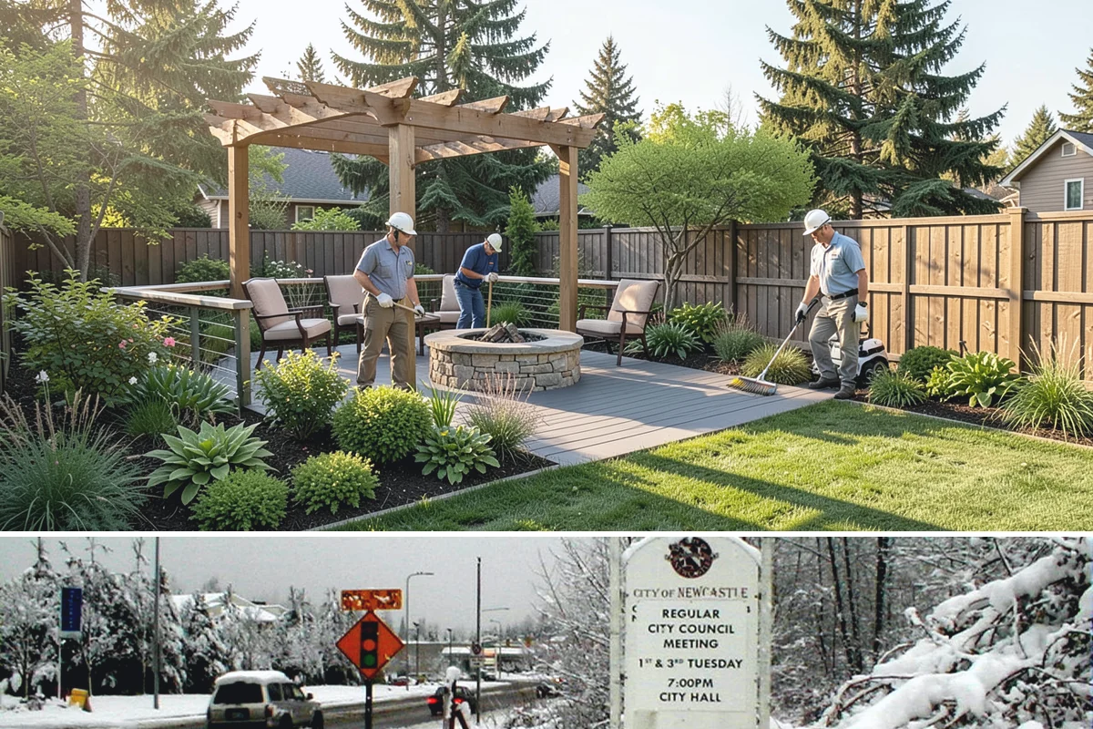 Office Landscape Maintenance in Newcastle, King County, WA - Serviced year-round on a recurring contract, with active growing-season care and winter focus on leaf cleanup, moss, and safe...