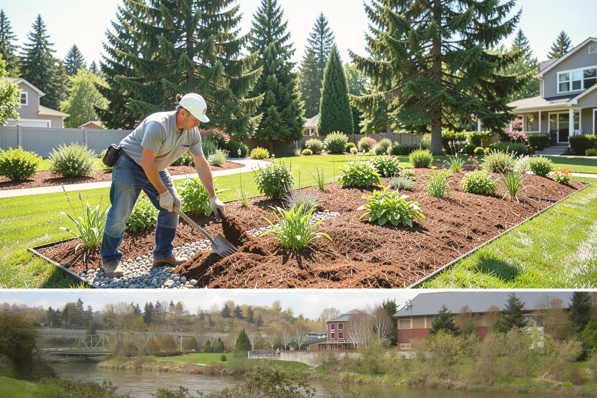 Office Landscape Maintenance in Tukwila, King County, WA - Serviced year-round on a recurring contract, with active growing-season care and winter focus on leaf cleanup, moss, and safe...