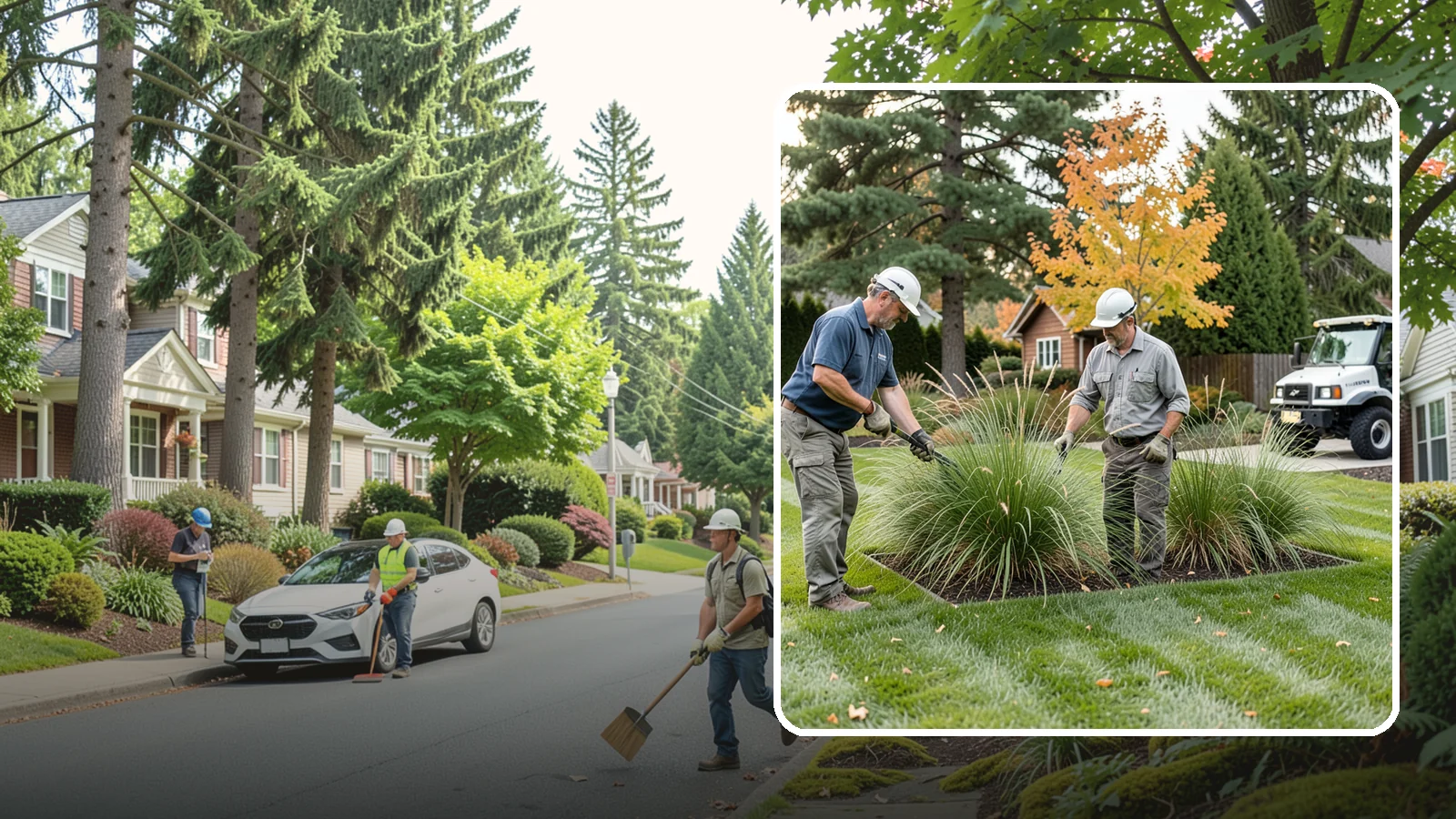 Ornamental Grass Cutting in Beaux Arts Village, King County, WA - Seasonal cutback of ornamental grasses to clear old growth and make way for fresh spring foliage.
