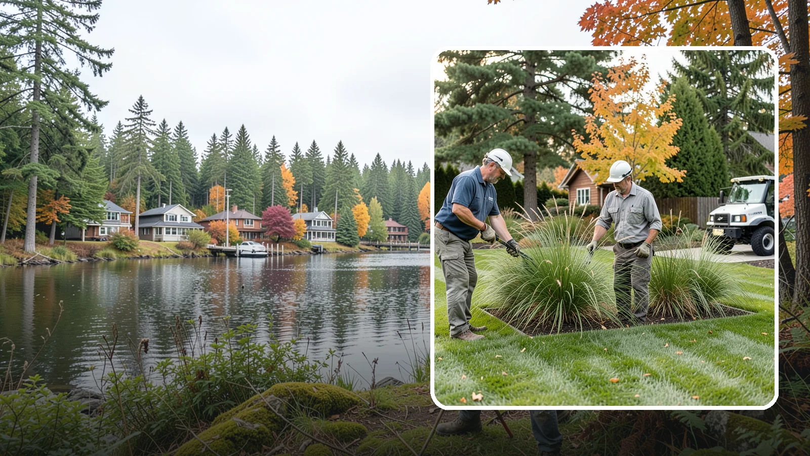Ornamental Grass Cutting in La Conner, Skagit County, WA - Seasonal cutback of ornamental grasses to clear old growth and make way for fresh spring foliage.