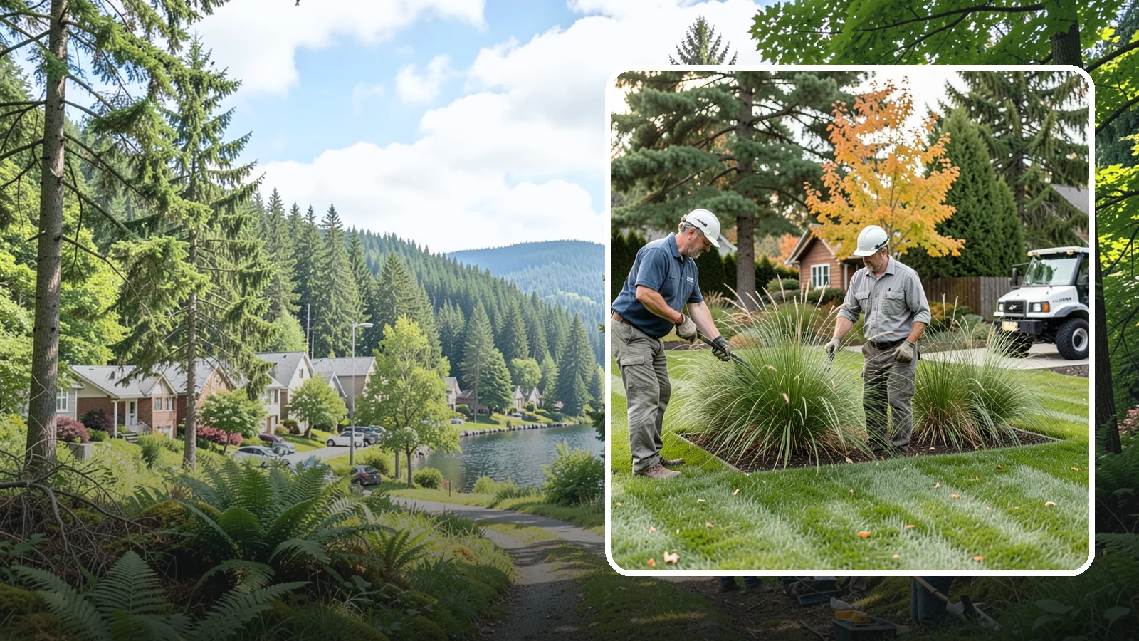 Ornamental Grass Cutting in Lake Forest Park, King County, WA - Seasonal cutback of ornamental grasses to clear old growth and make way for fresh spring foliage.