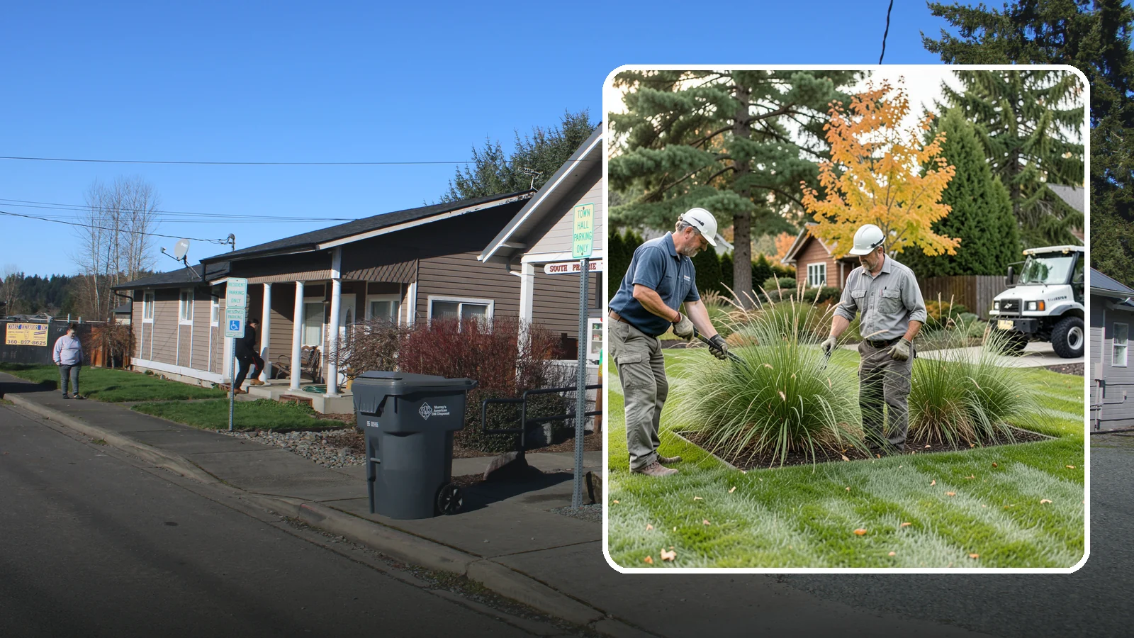 Ornamental Grass Cutting in South Prairie, Pierce County, WA - Seasonal cutback of ornamental grasses to clear old growth and make way for fresh spring foliage.