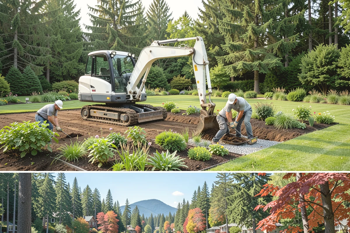 Ornamental Grass Planting in Covington, King County, WA - Spring planting gives ornamental grasses a full Northwest growing season to establish before their first winter dormancy.