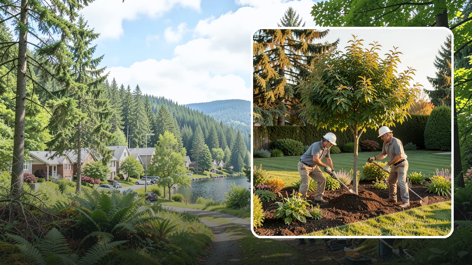 Ornamental Tree Planting in Lake Forest Park, King County, WA - Specimen and ornamental trees planted for shade, privacy, and standout seasonal beauty.