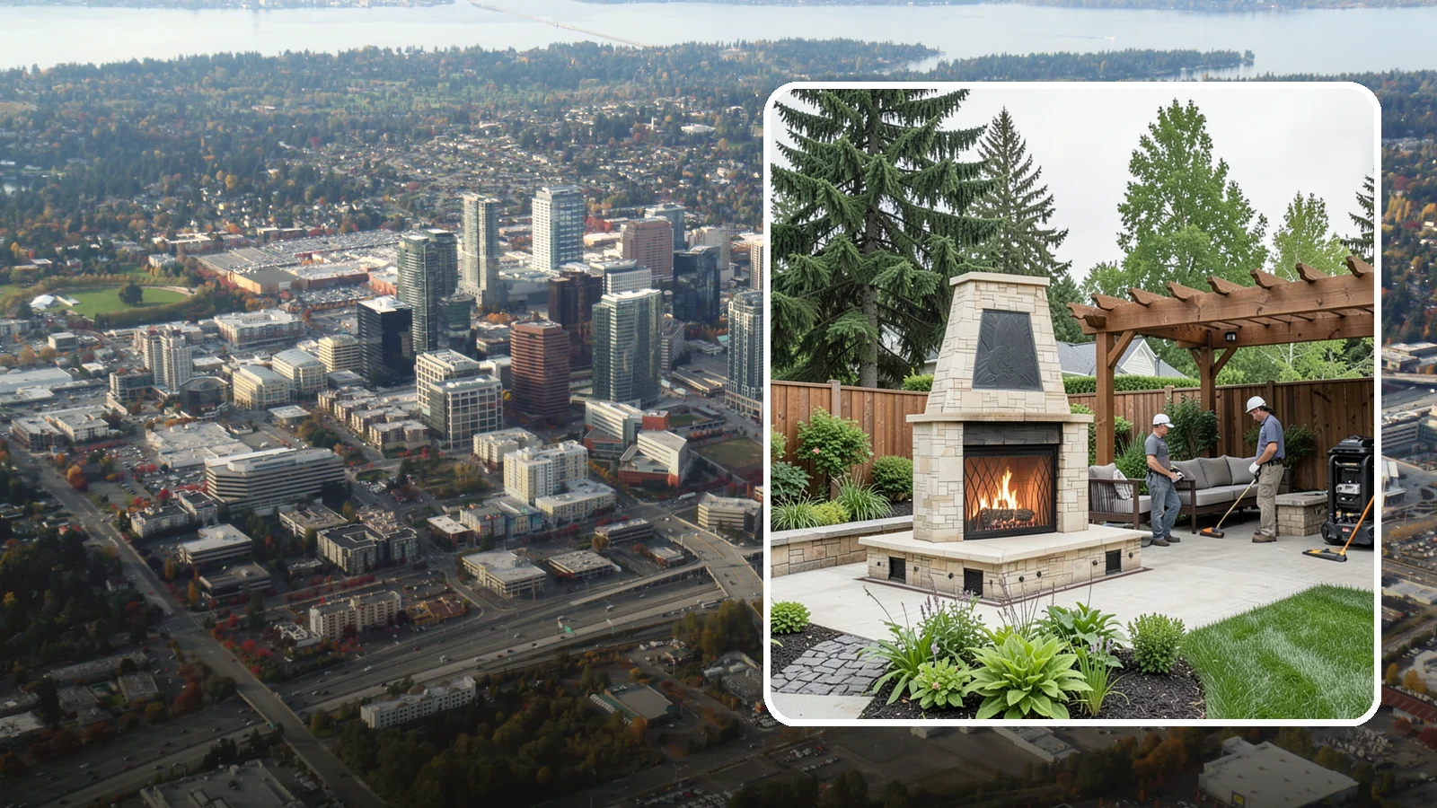 Outdoor Fireplace Installation in Bellevue, King County, WA - Custom outdoor fireplaces that bring warmth, ambiance, and a stunning focal point to your patio.