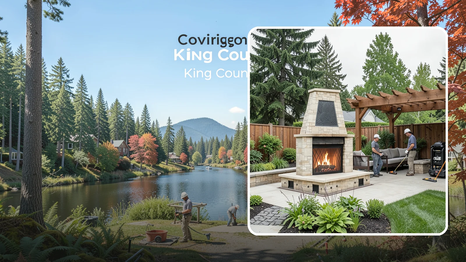 Outdoor Fireplace Installation in Covington, King County, WA - Custom outdoor fireplaces that bring warmth, ambiance, and a stunning focal point to your patio.