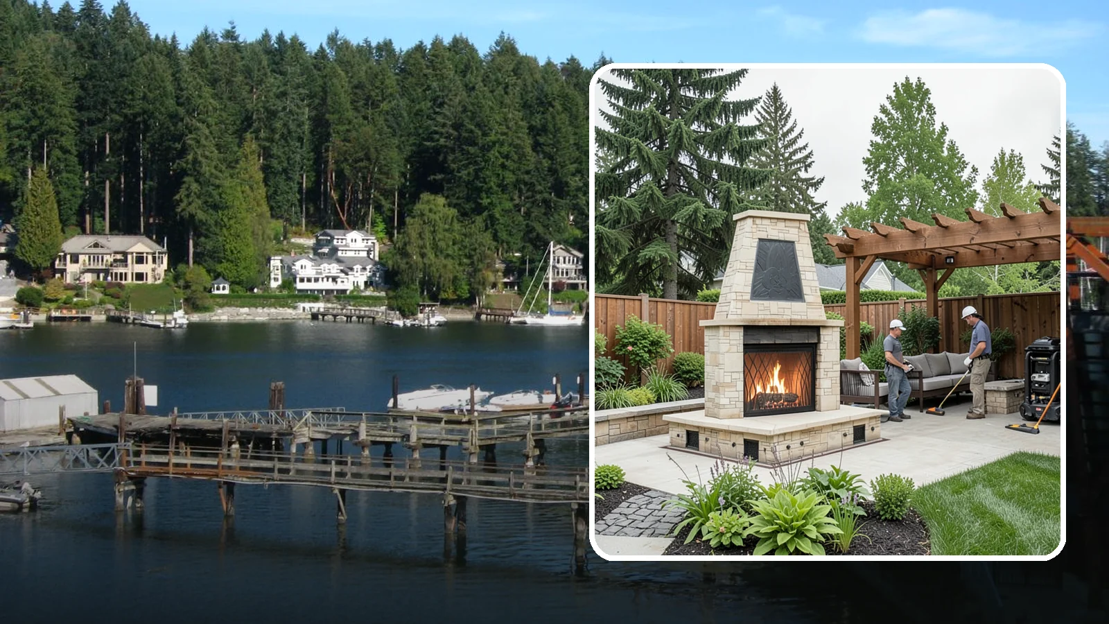 Outdoor Fireplace Installation in Gig Harbor, Pierce County, WA - Custom outdoor fireplaces that bring warmth, ambiance, and a stunning focal point to your patio.